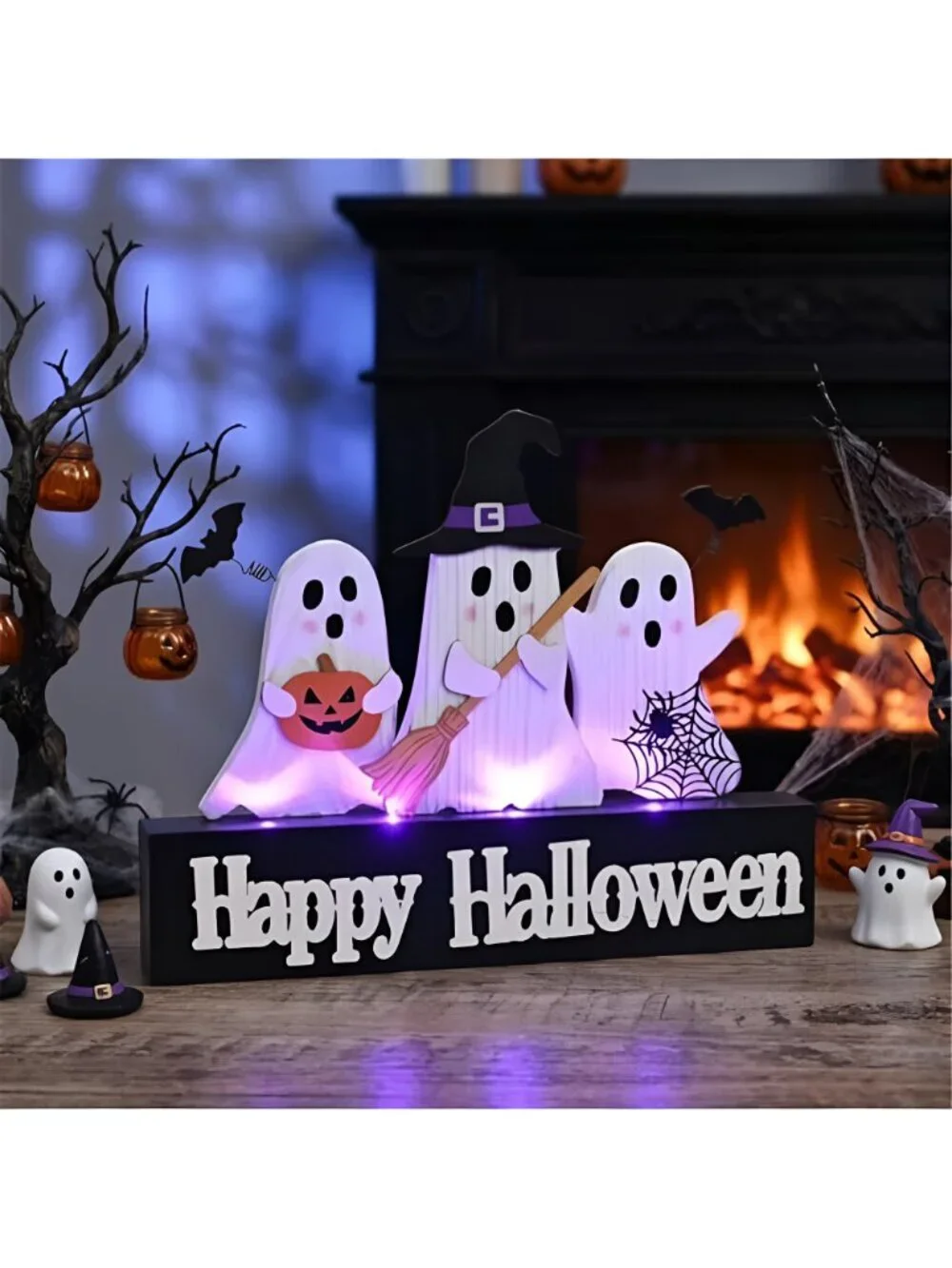 Valery Madelyn Halloween Decorations with Purple LED Lights, Lighted Halloween